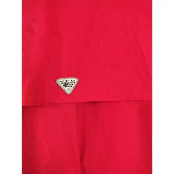 3568) Columbia Women Fuchsia PFG Vented Button Down Short Sleeve Shirt XL - Picture 6 of 9